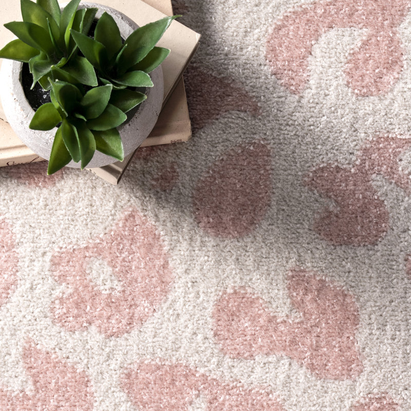 Trule Betances Modern Leopard Print Performance Ivory/Baby Pink Rug